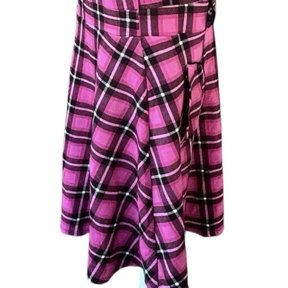 Smak Parlour 1950s Retro Pink Black Tartan Plaid Fit & Flare Dress Womens 1X/16 - Picture 7 of 11